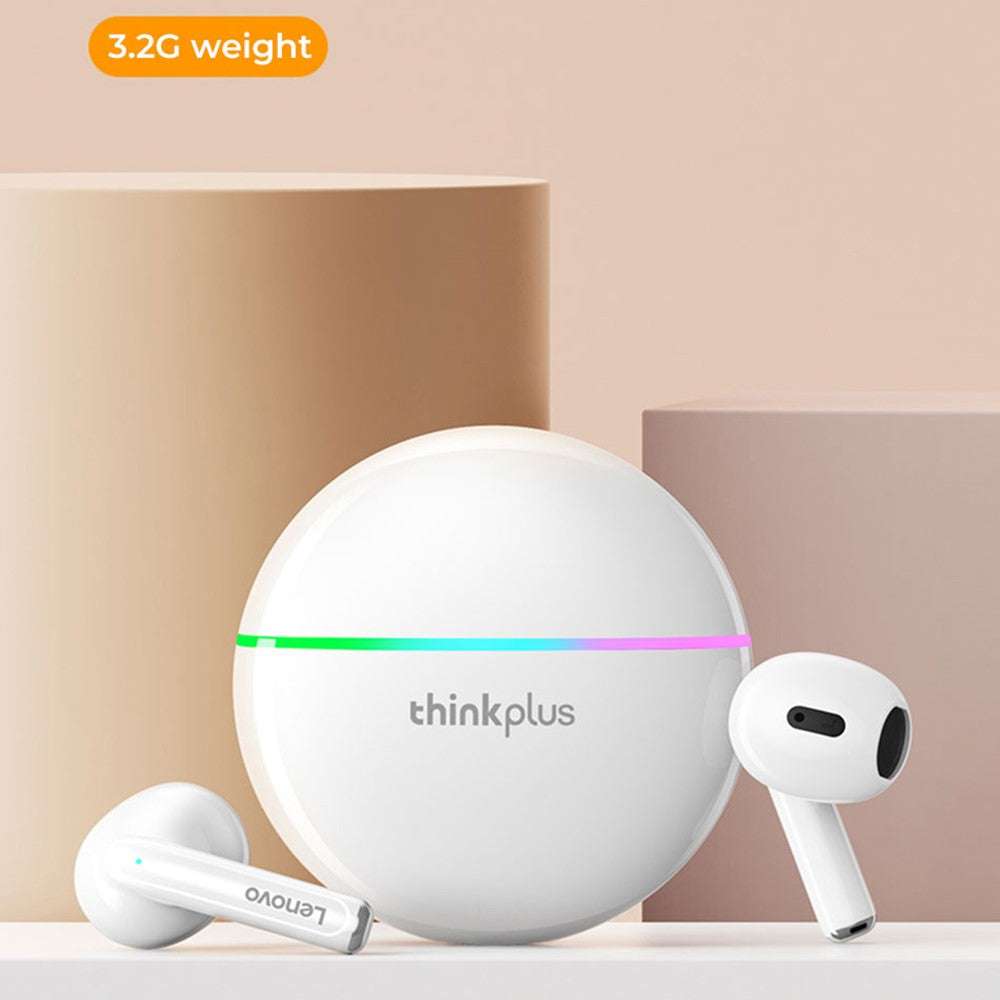 Lenovo Thinkplus XT97 black Bluetooth 5.2 TWS earbuds with colorful light charging case and noise reduction microphone