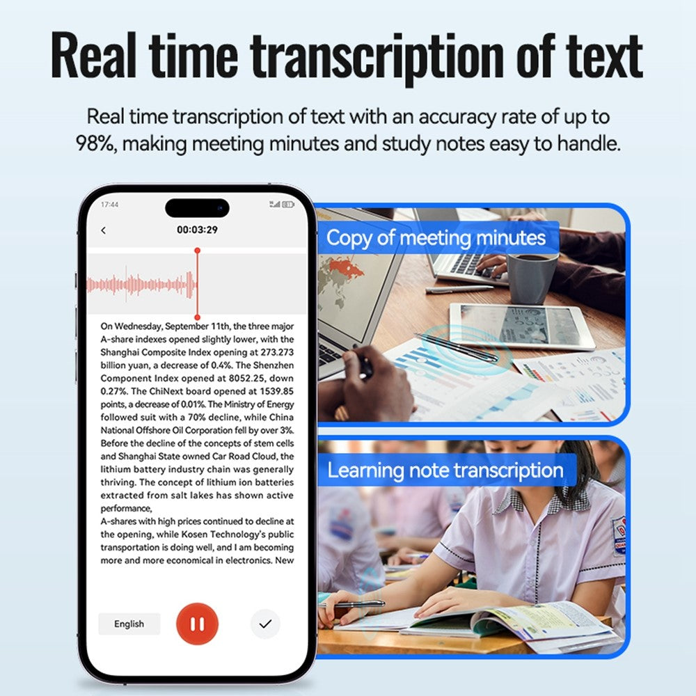 Q90A 32GB AI Voice Recorder ChatGPT Smart Transcription App-Controlled Audio Recording Pen