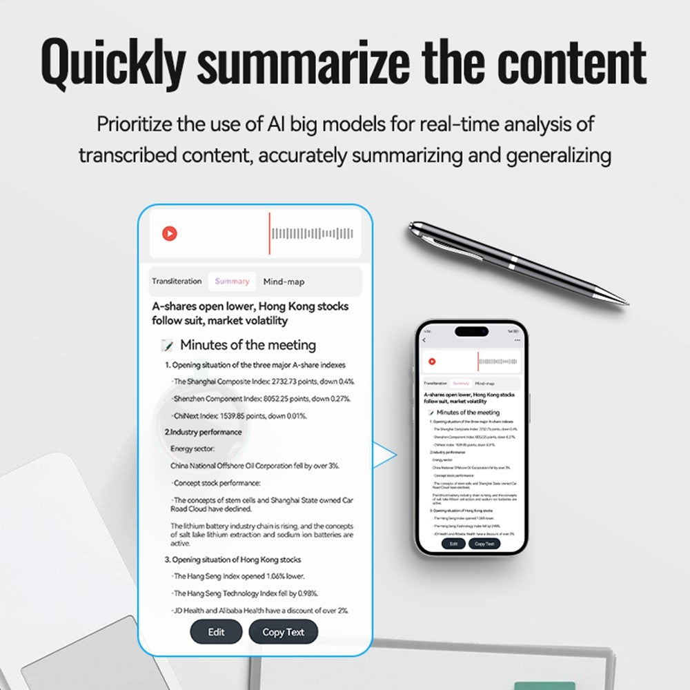 Q90A 32GB AI Voice Recorder ChatGPT Smart Transcription App-Controlled Audio Recording Pen
