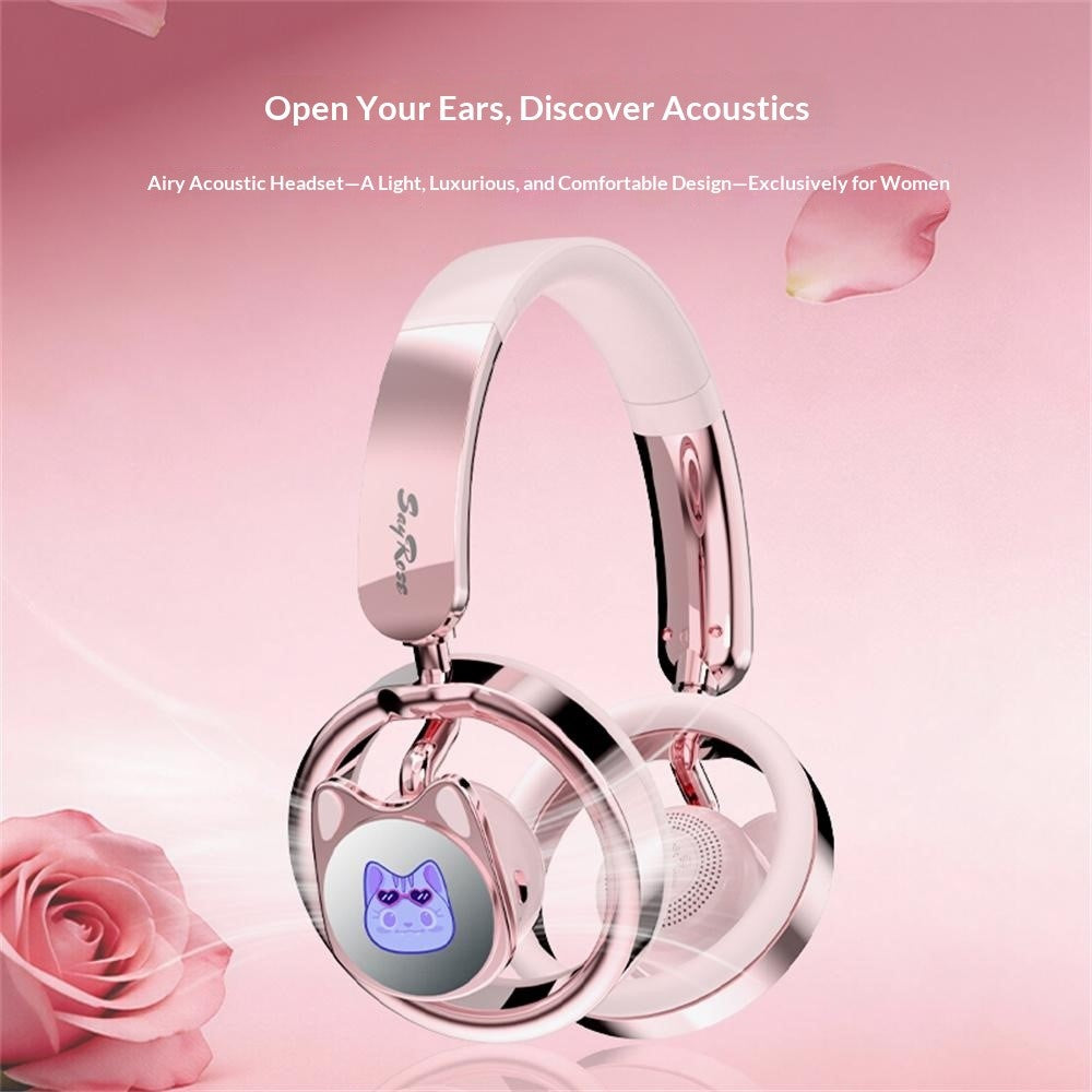 SAYROSE RJ-98 Cat Ear Design Gaming Headset Bluetooth-compatible V6.0 800mAh Over-Ear Open Back Headphones for Women Girls