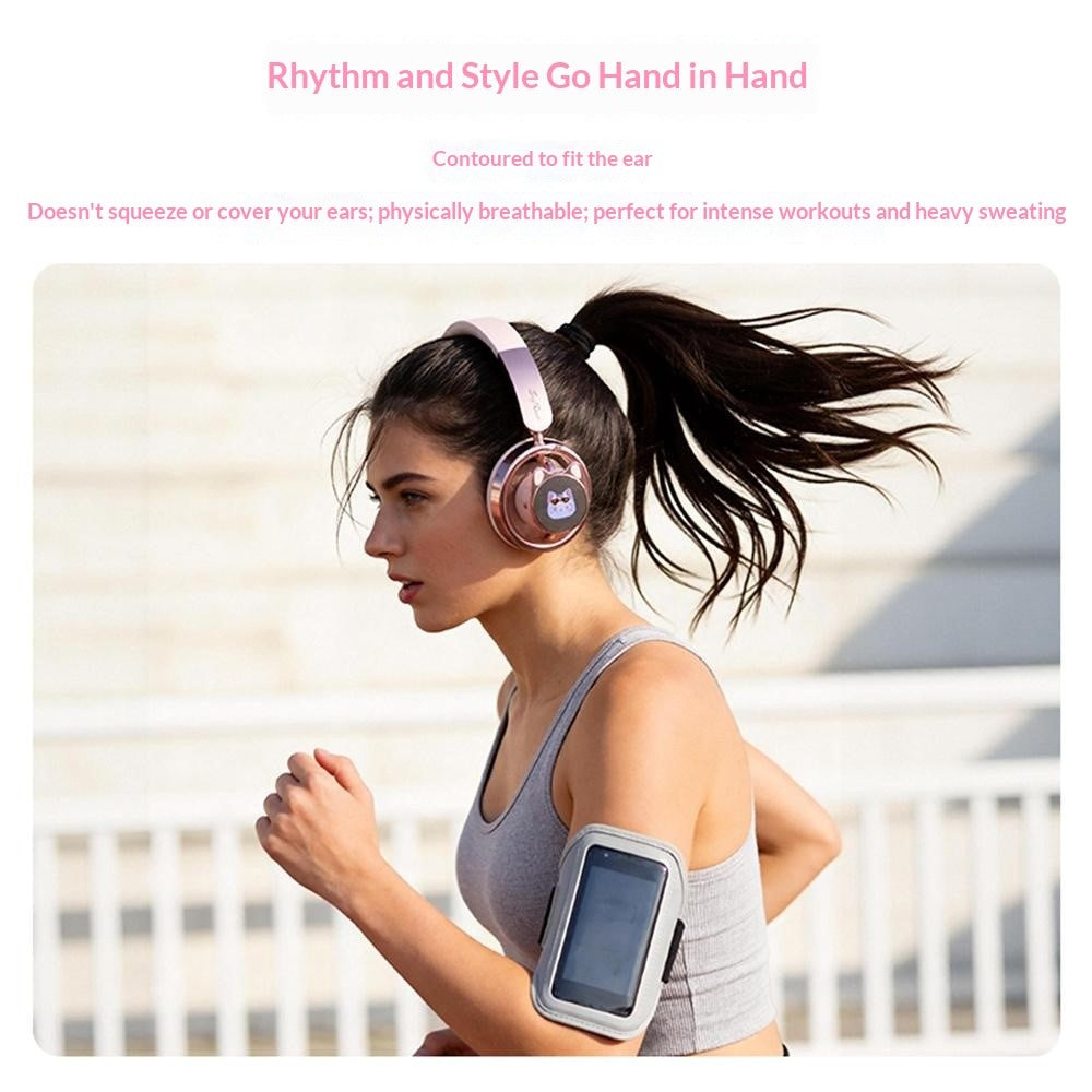 SAYROSE RJ-98 Cat Ear Design Gaming Headset Bluetooth-compatible V6.0 800mAh Over-Ear Open Back Headphones for Women Girls