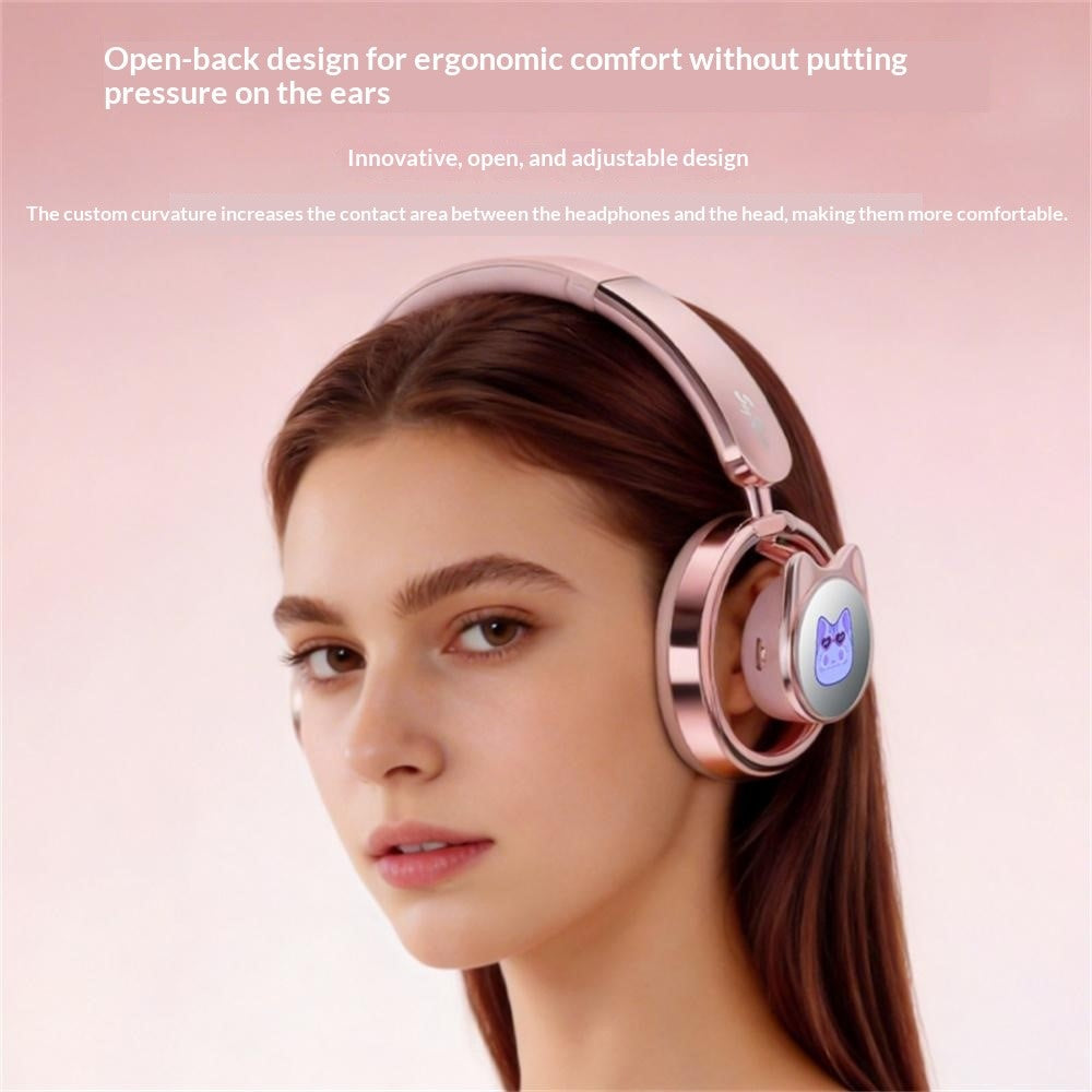 SAYROSE RJ-98 Cat Ear Design Gaming Headset Bluetooth-compatible V6.0 800mAh Over-Ear Open Back Headphones for Women Girls