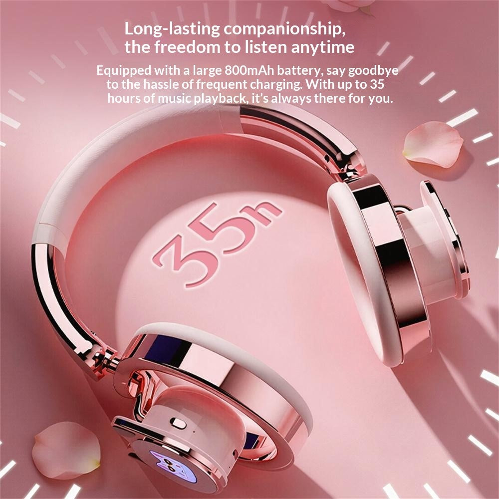 SAYROSE RJ-98 Cat Ear Design Gaming Headset Bluetooth-compatible V6.0 800mAh Over-Ear Open Back Headphones for Women Girls
