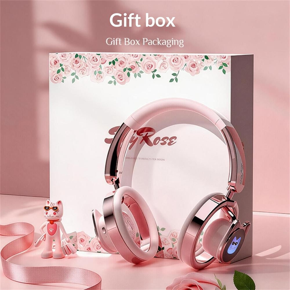 SAYROSE RJ-98 Cat Ear Design Gaming Headset Bluetooth-compatible V6.0 800mAh Over-Ear Open Back Headphones for Women Girls