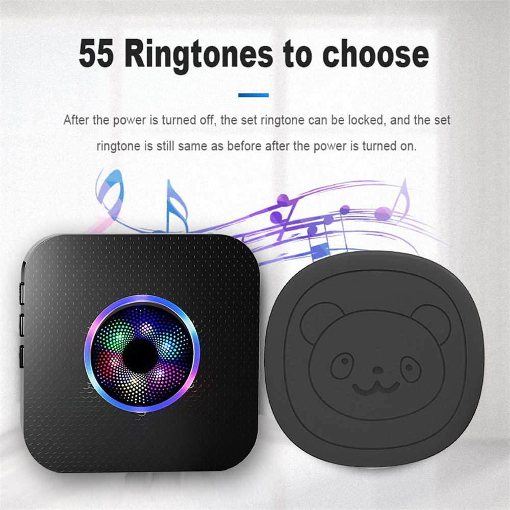 N65Q-2T1 Wireless Door Bell Elderly Care Flashing Adjustable Volume Home Doorbell, 2 Transmitter+1 Receiver