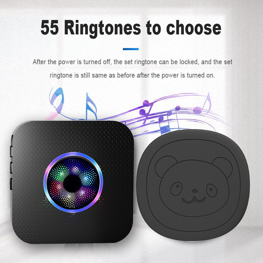 N65Q-1T1 Wireless Door Bell Home Elderly Care Flashing Adjustable Volume Doorbell, 1 Transmitter+1 Receiver