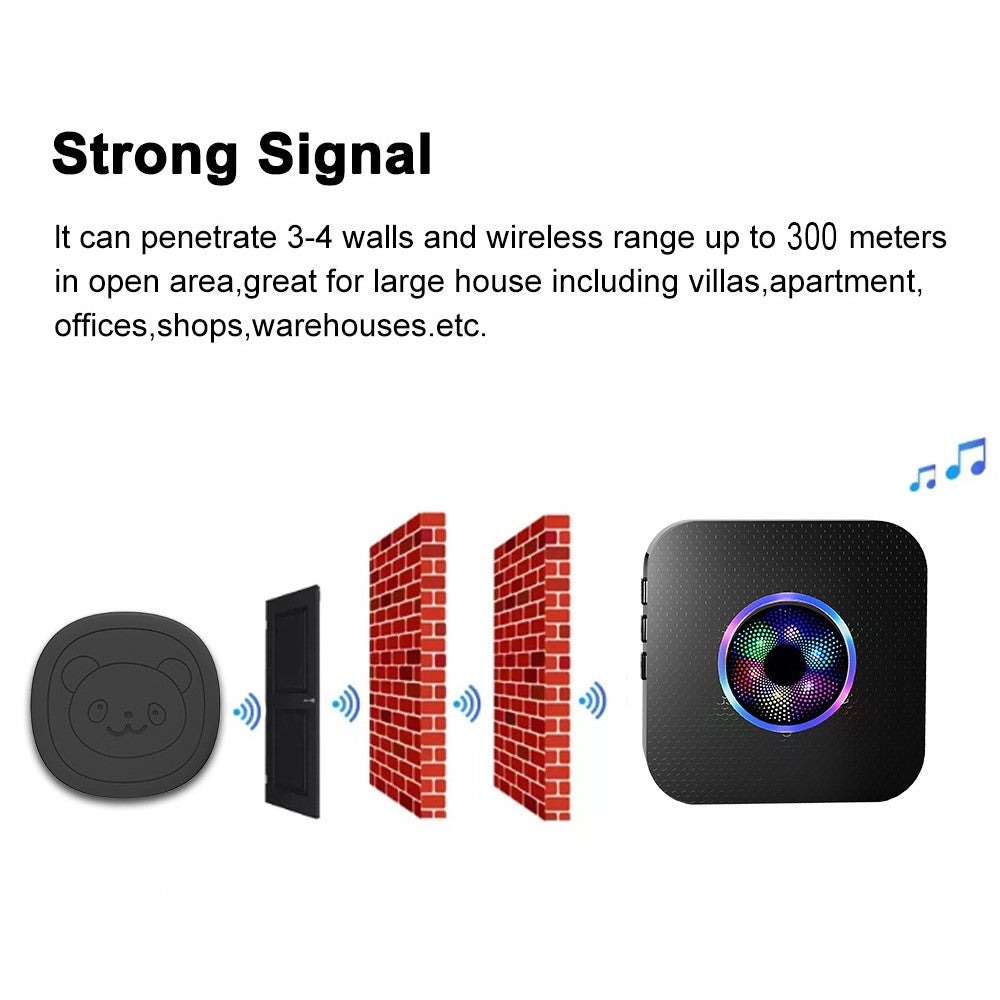 N65Q-1T1 Wireless Door Bell Home Elderly Care Flashing Adjustable Volume Doorbell, 1 Transmitter+1 Receiver