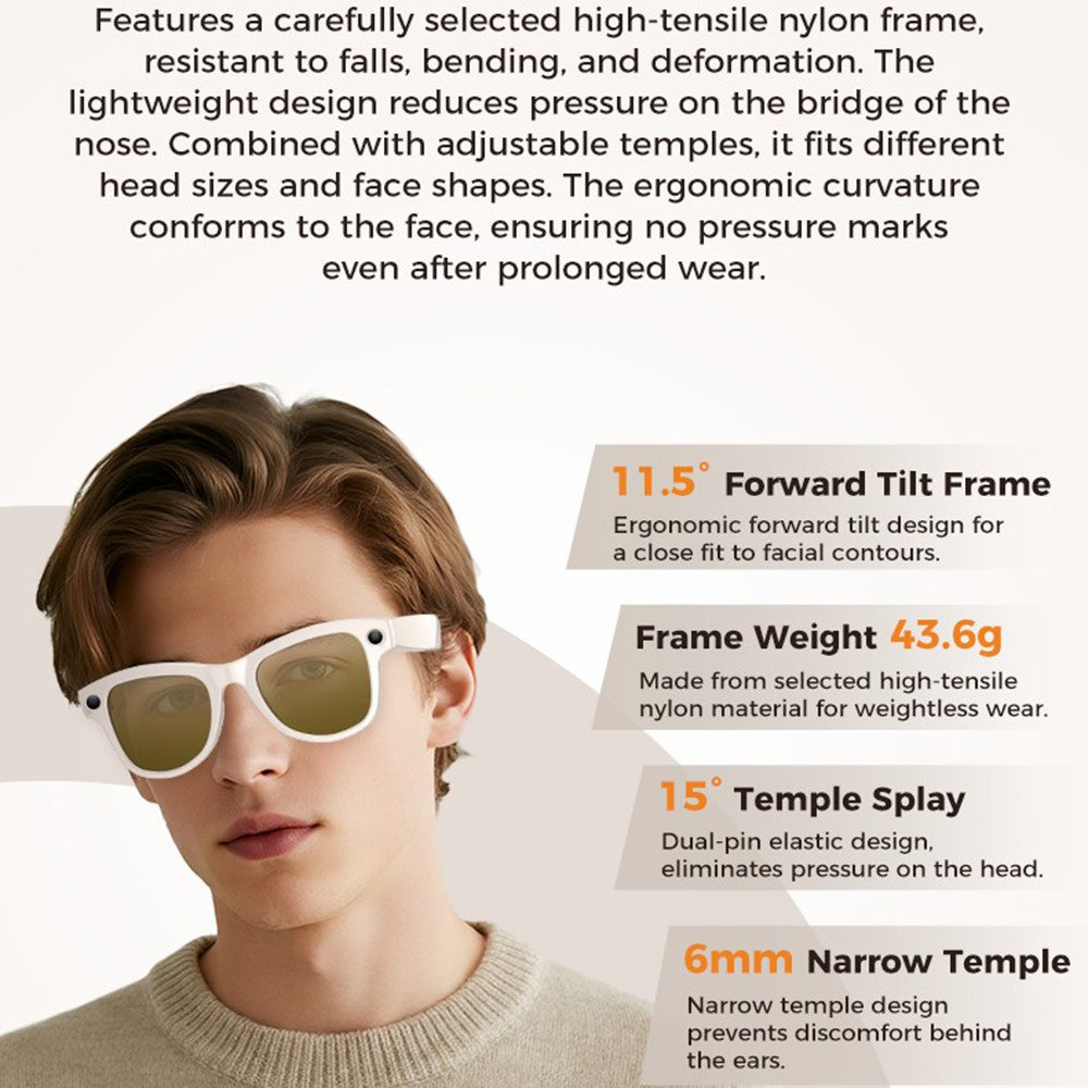 M02 AI Smart Glasses 8MP Camera 4K Video Recording Bluetooth-compatible 5.3 Translation Eyeglasses for Photography