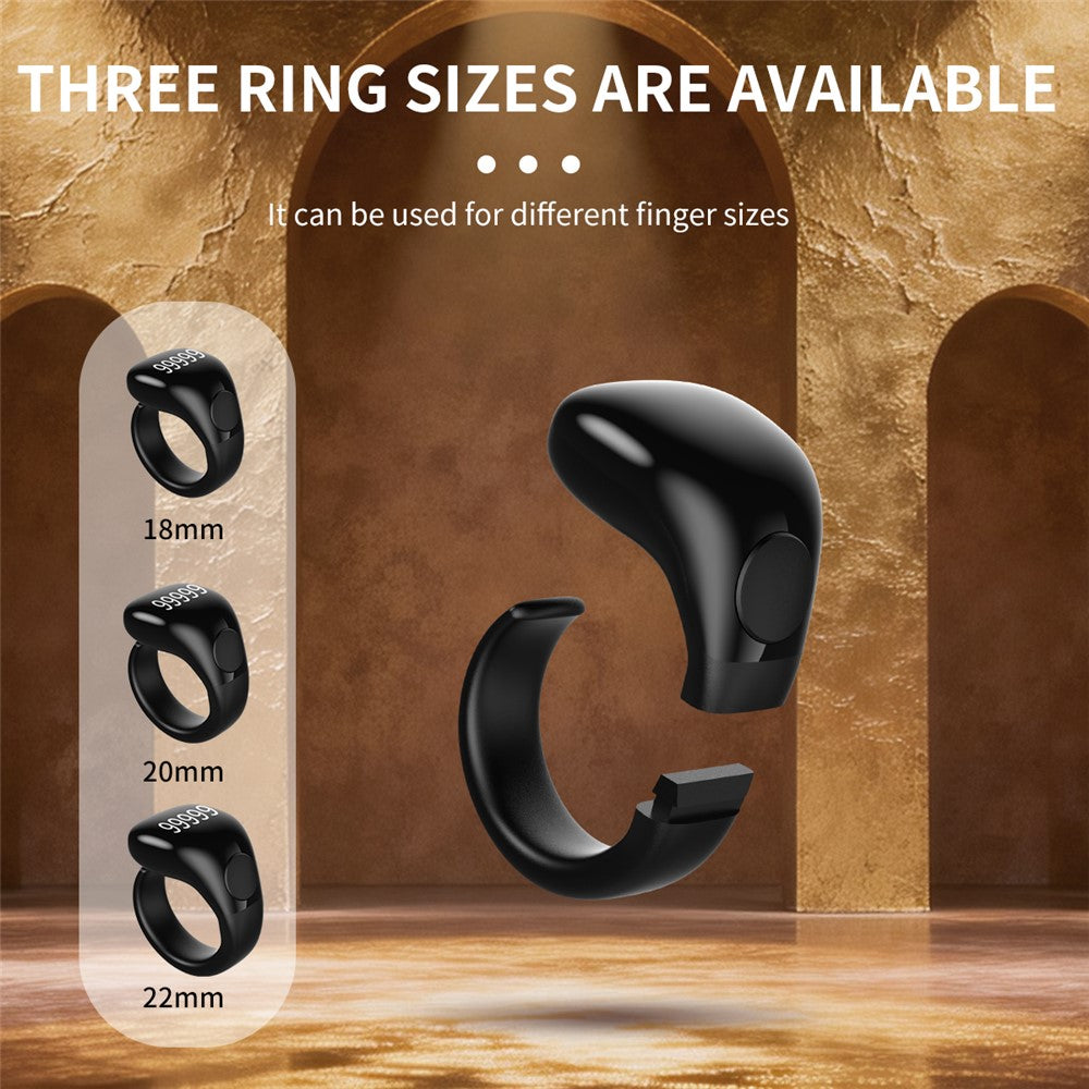 D02 Tasbih Zikr Smart Ring 5-Digit Waterproof Digital Counter with Adhan Reminder