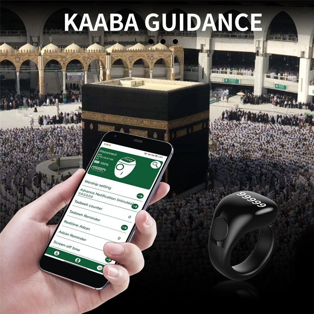 D02 Tasbih Zikr Smart Ring 5-Digit Waterproof Digital Counter with Adhan Reminder