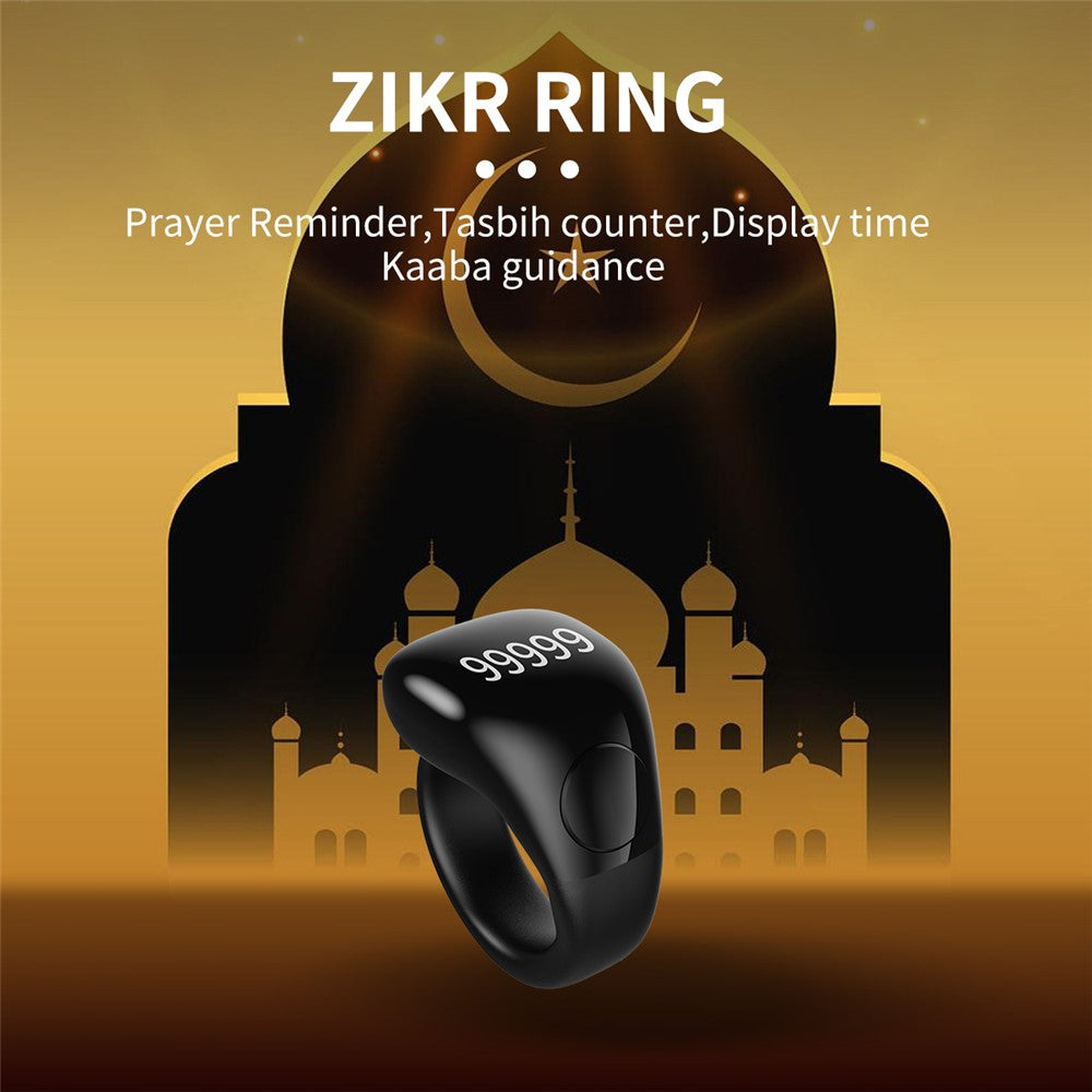 D02 Tasbih Zikr Smart Ring 5-Digit Waterproof Digital Counter with Adhan Reminder