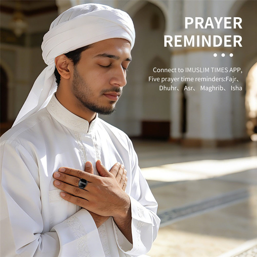 D02 Tasbih Zikr Smart Ring 5-Digit Waterproof Digital Counter with Adhan Reminder