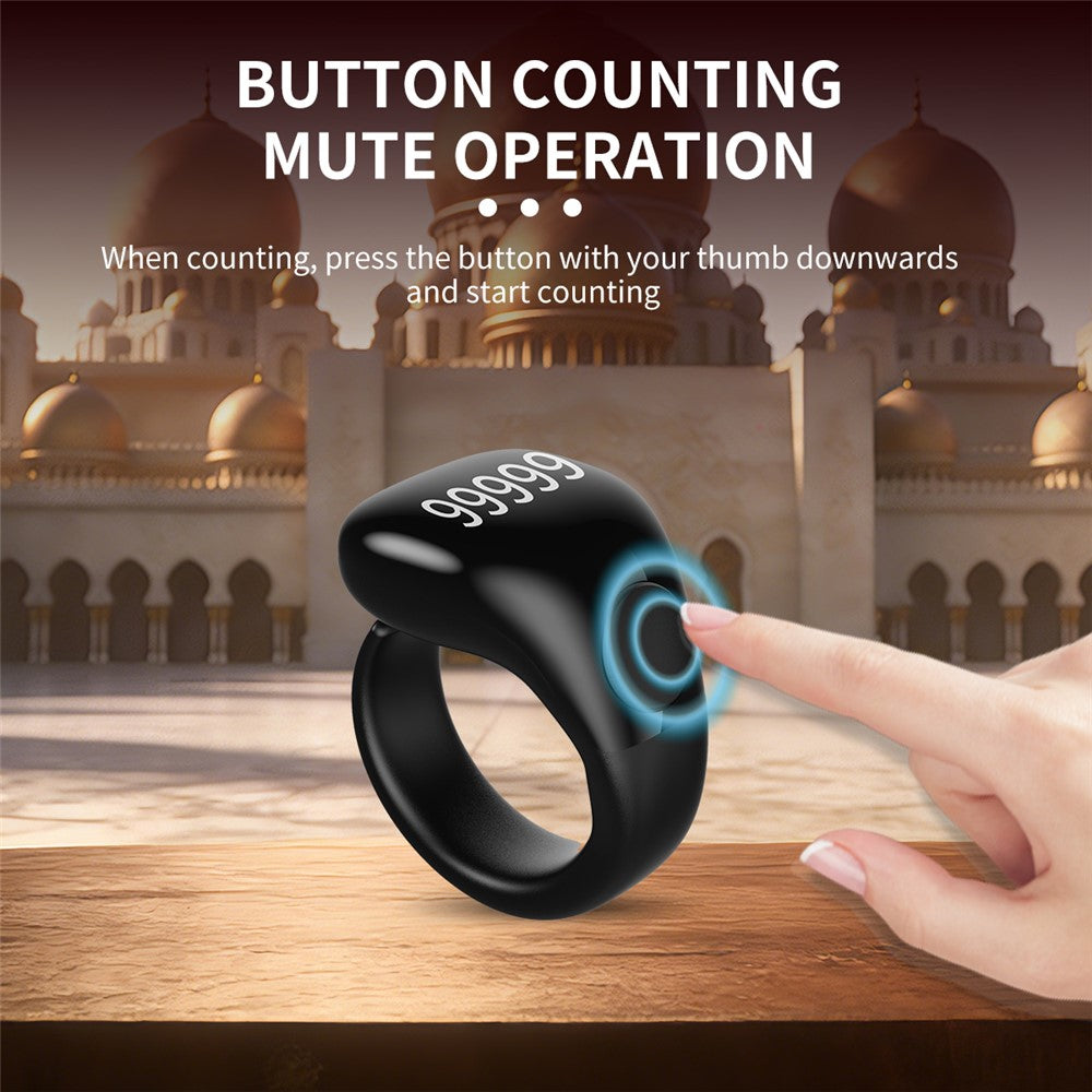 D02 Tasbih Zikr Smart Ring 5-Digit Waterproof Digital Counter with Adhan Reminder