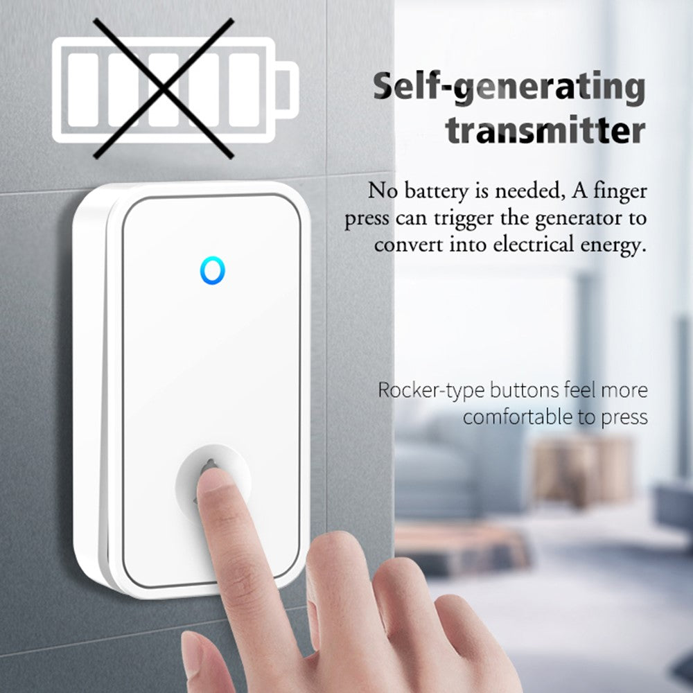 CACAZI FA78 Smart Wireless Doorbells Set with Transmitter / 2 Receiver Self-Generating Home Doorbell