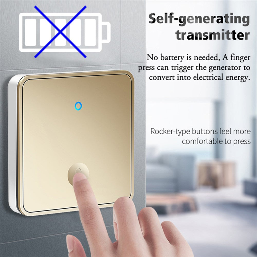 CACAZI FA50 Self-Powered Smart Wireless Doorbell Set 2 Transmitter  /  Receiver Doorbell for Home (86 Large Button)