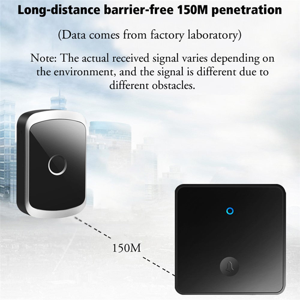 CACAZI FA50 Self-Powered Smart Wireless Doorbell Set 2 Transmitter  /  Receiver Doorbell for Home (86 Large Button)