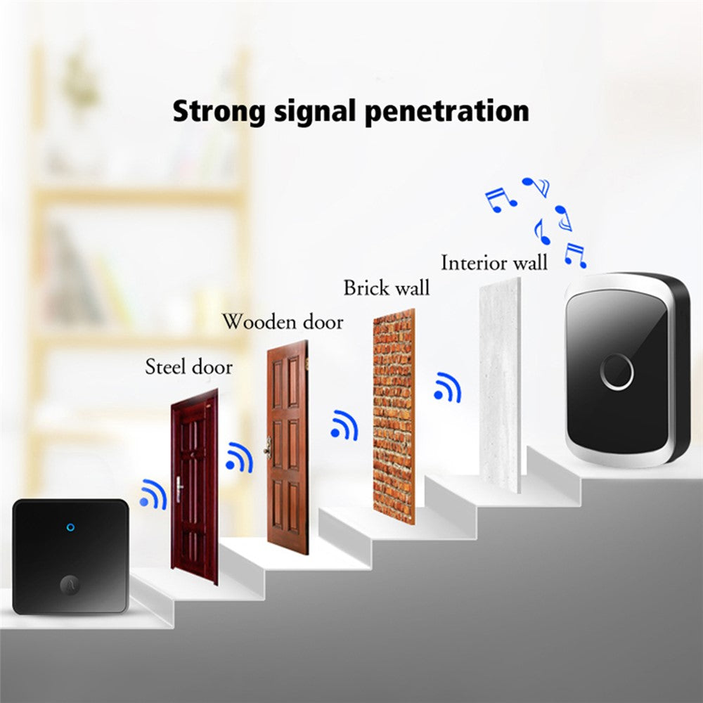 CACAZI FA50 Self-Powered Smart Wireless Doorbell Set 2 Transmitter  /  Receiver Doorbell for Home (86 Large Button)
