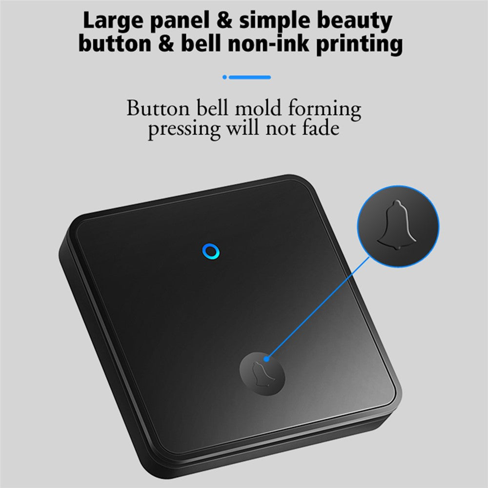 CACAZI FA50 Self-Powered Smart Wireless Doorbell Set 2 Transmitter  /  Receiver Doorbell for Home (86 Large Button)