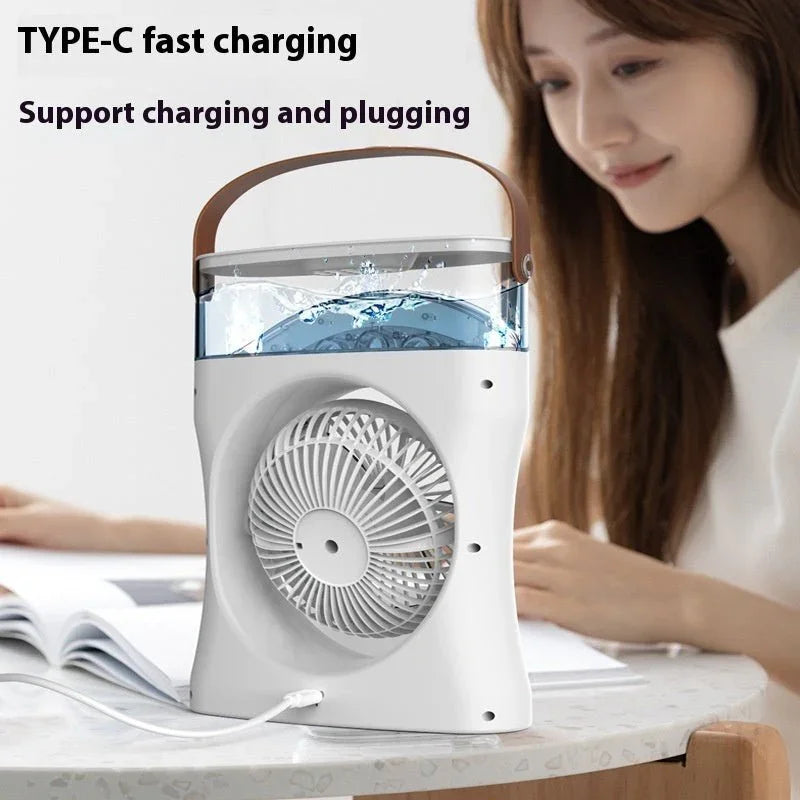 Portable Fan Portable Mini Humidifier Fan Water Spraying Fan Rechargeable Cooler Air Adjustment Fan For Hot Weather - Show Gadgets