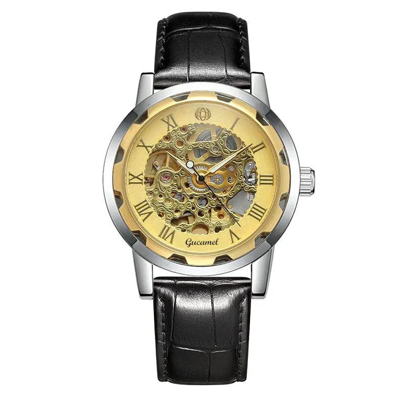 Steel Strip Hollow Gold Manual Mechanical Watch - Show Gadgets
