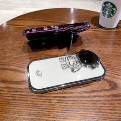 Glitter Astronaut Camera Stand Phone Case For I14 13 12 11 Pro Max XR 14 Plus Invisible Lens Bracket Plating Soft Cover - Show Gadgets