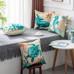 Cushion Covers Sea Turtle Printed Throw Pillow Cases For Home Decor Sofa Chair Seat - Show Gadgets