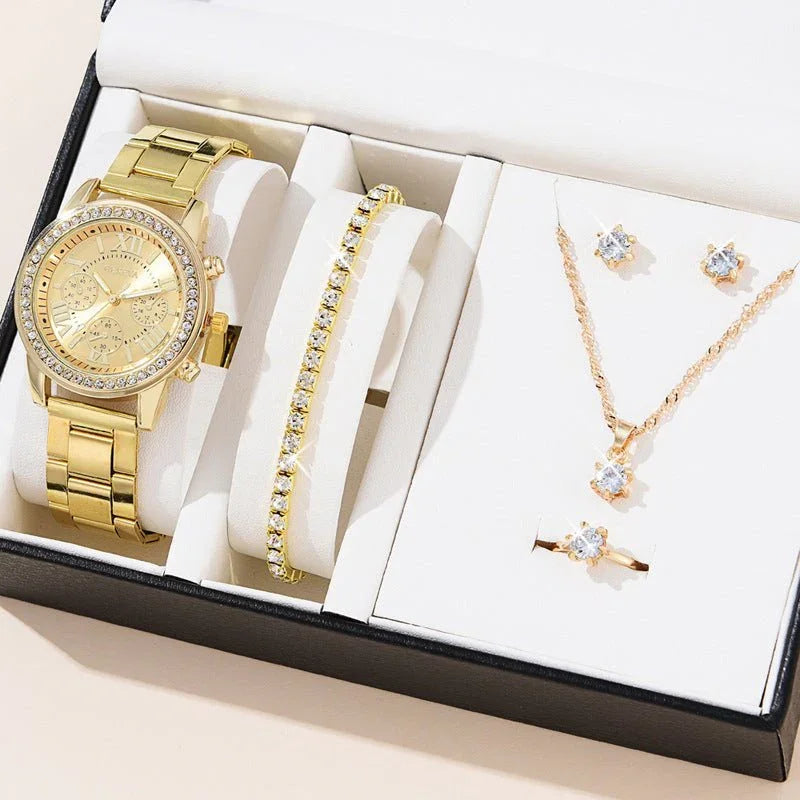 Women's Three - eye Quartz Diamond - embedded Watch - Show Gadgets