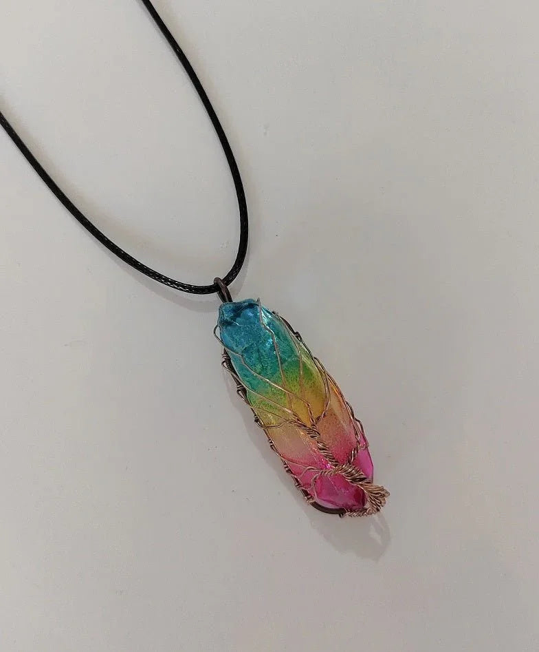 Hot Selling Stone Crystal Pillar Tree of Life Pendant – INS Fashion Necklace - Show Gadgets