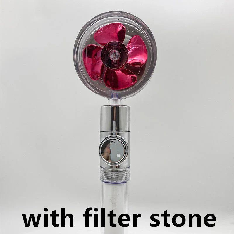 Shower Head Water Saving Flow 360 Degrees Rotating With Small Fan ABS Rain High Pressure Spray Nozzle Bathroom Accessories - Show Gadgets