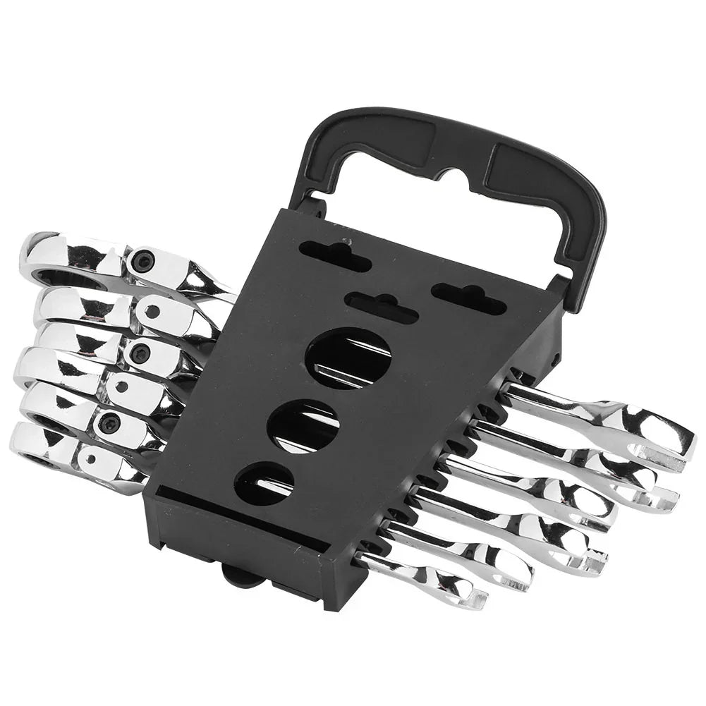 6Pcs Flexible Head Multi Functional Ratchet Conination Spanner Wrench 8 - 17mm Repair Tools Set - Show Gadgets