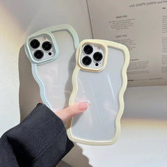 Wave Border Mobile Phone Case Solid Color Simple Candy Color - Show Gadgets