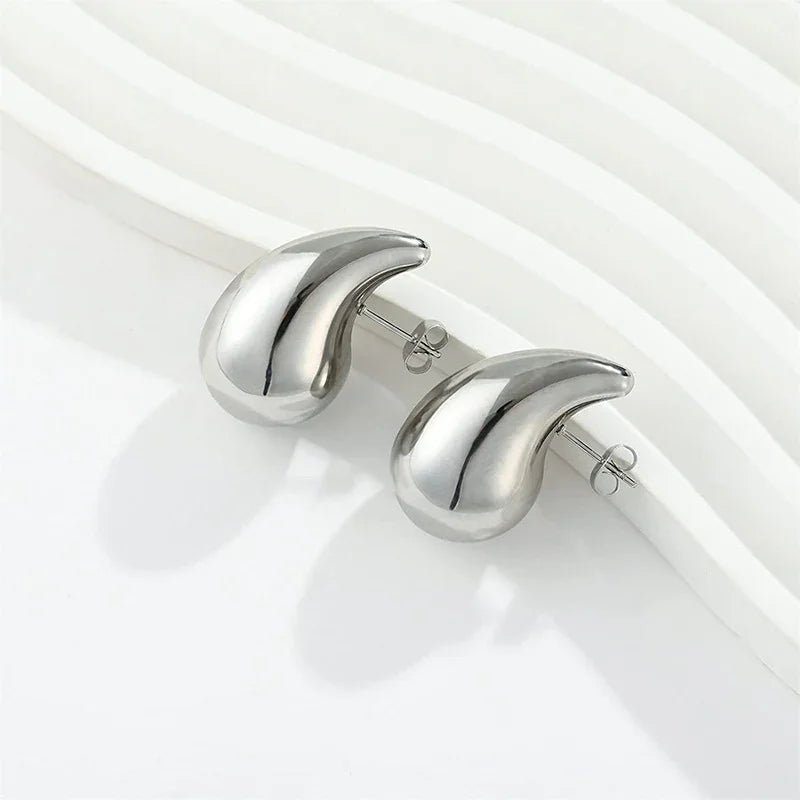 Metal Water Drop Earrings – Elegant Niche Luxury Design