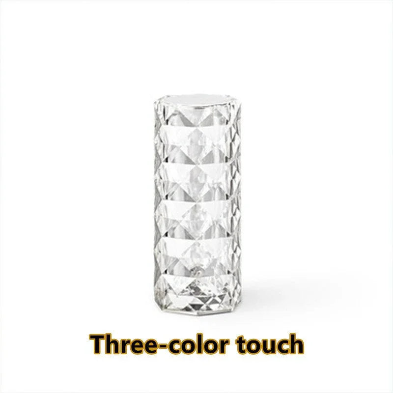 Nordic Crystal Lamp USB Table Lamps Bedroom Touch Dimming Atmosphere Diamond Night Light Rose Projector Lamp Decor - Show Gadgets