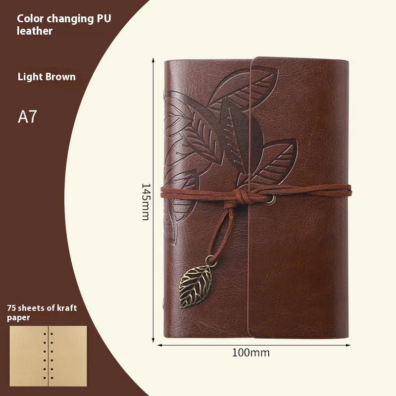 Creative Notebook Stationery One Leaf Zhiqiu Travel Diary Book Loose Leaf Vintage Leaves One Piece - Show Gadgets