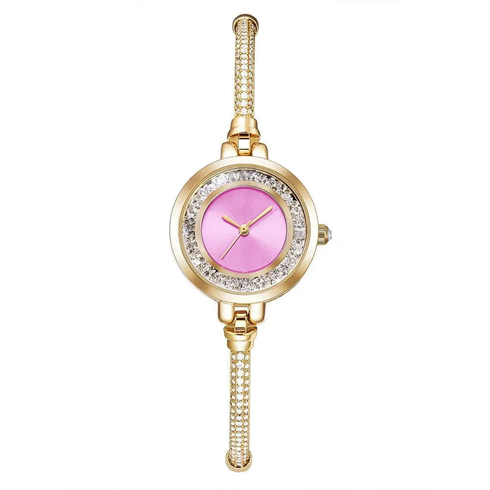 Women's Thin Strap Bracelet Watch Rhinestone Quicksand Small Dial Bracelet Watch Retractable Adjustable Watch - Show Gadgets