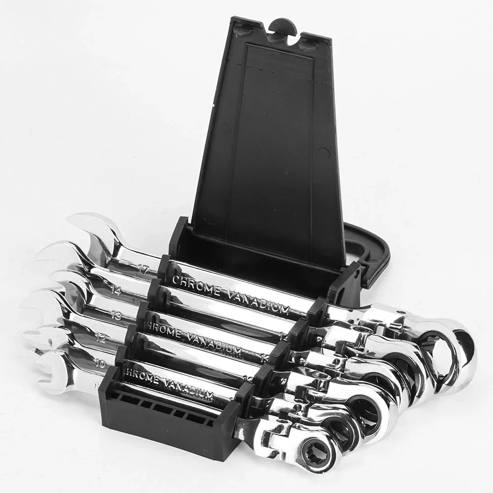 6Pcs Flexible Head Multi Functional Ratchet Conination Spanner Wrench 8 - 17mm Repair Tools Set - Show Gadgets
