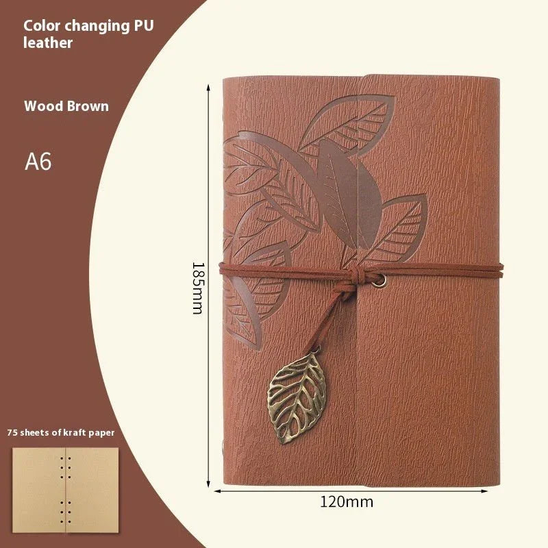 Creative Notebook Stationery One Leaf Zhiqiu Travel Diary Book Loose Leaf Vintage Leaves One Piece - Show Gadgets