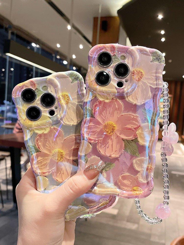 Oil Painting Flower Lanyard Phone Case - Show Gadgets