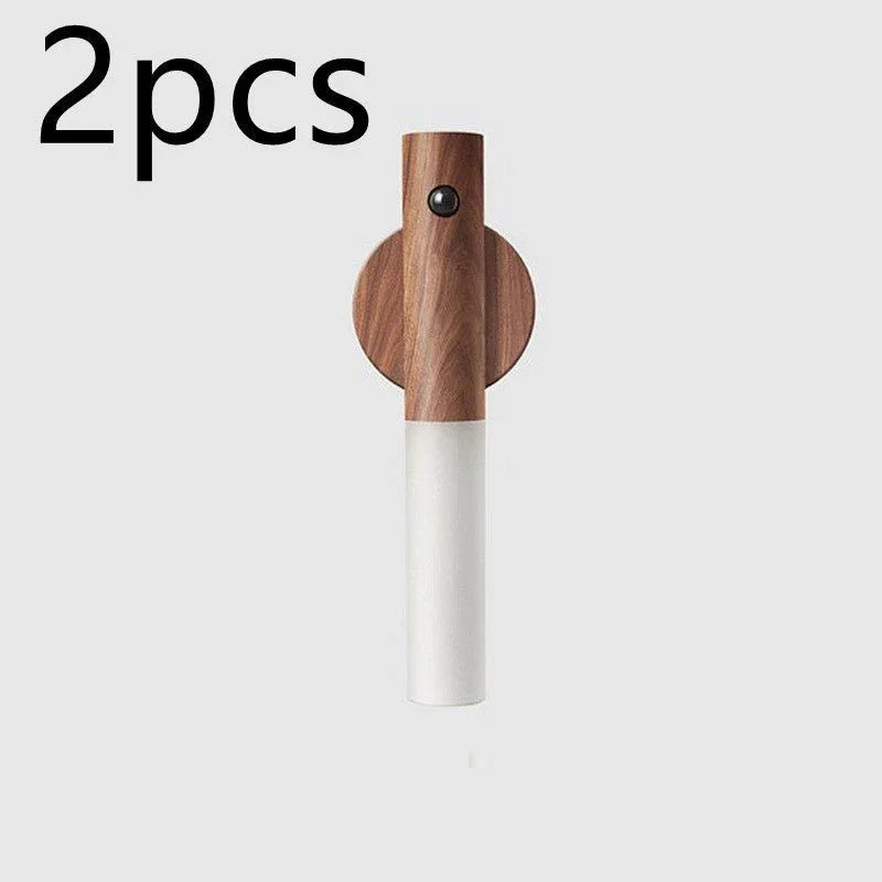 Auto LED USB Magnetic Wood Wireless Night Light Corridors Porch Lights PIR Motion Sensor Wall Light Cabinet Lamp - Show Gadgets