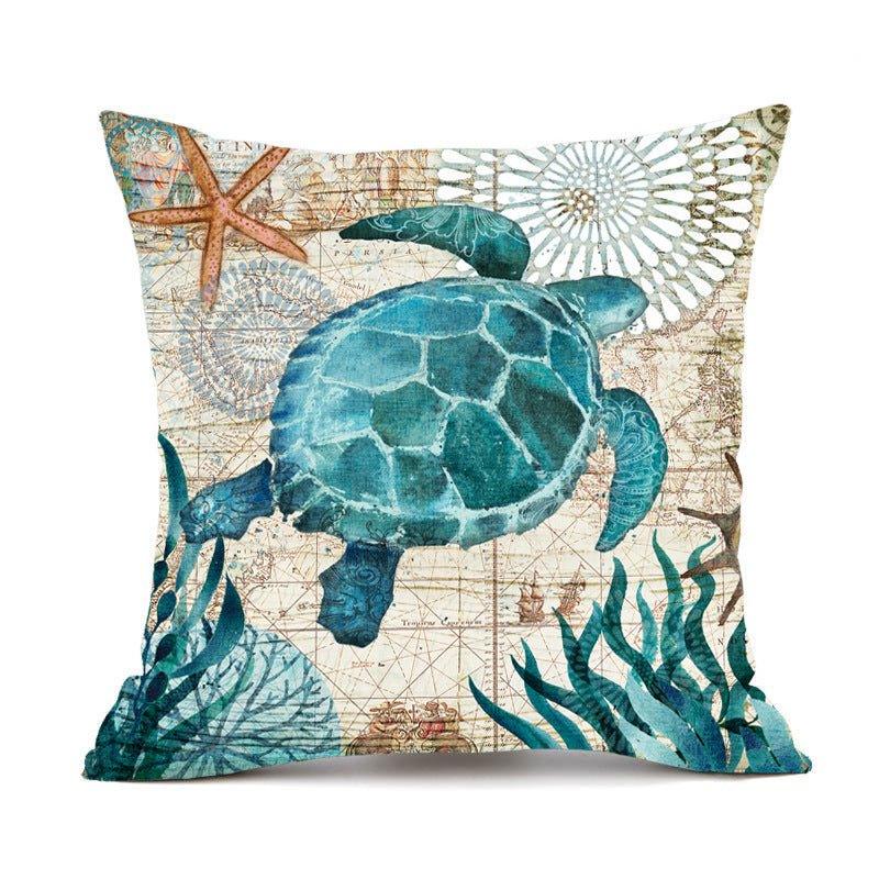 Cushion Covers Sea Turtle Printed Throw Pillow Cases For Home Decor Sofa Chair Seat - Show Gadgets