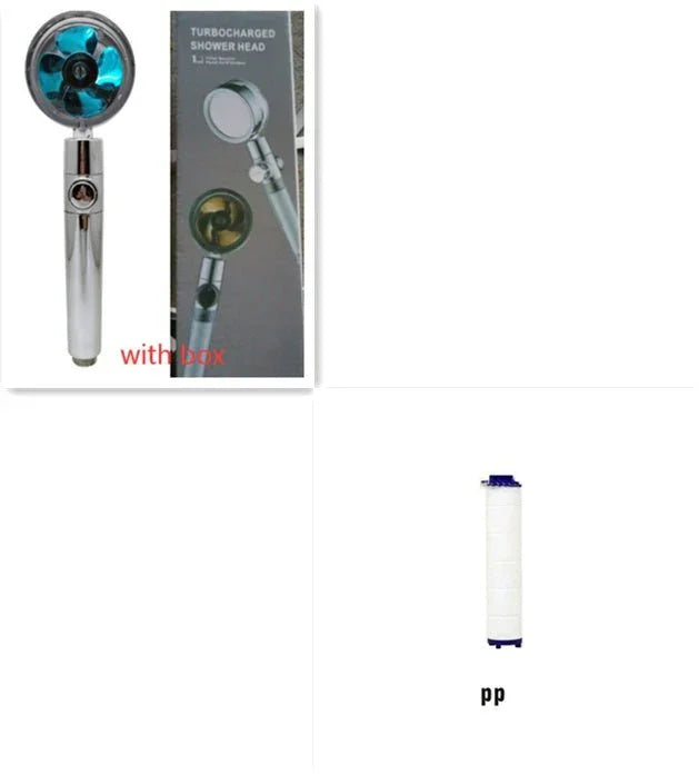 Shower Head Water Saving Flow 360 Degrees Rotating With Small Fan ABS Rain High Pressure Spray Nozzle Bathroom Accessories - Show Gadgets