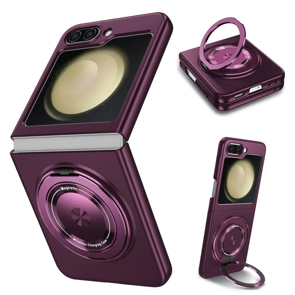 Applicable SAM Z Flip6 Degree Rotating Folding Bracket Strong Magnetic Suction Phone Case - Show Gadgets