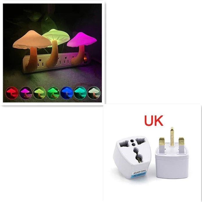LED Night Light Mushroom Wall Socket Lamp EU US Plug Warm White Light - control Sensor Bedroom Light Home Decoration - Show Gadgets