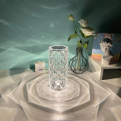 Nordic Crystal Lamp USB Table Lamps Bedroom Touch Dimming Atmosphere Diamond Night Light Rose Projector Lamp Decor - Show Gadgets