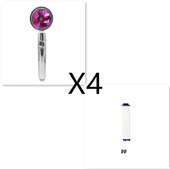 Shower Head Water Saving Flow 360 Degrees Rotating With Small Fan ABS Rain High Pressure Spray Nozzle Bathroom Accessories - Show Gadgets