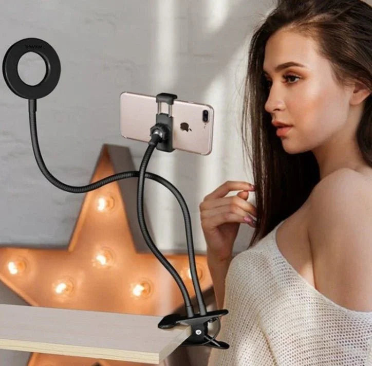 LED Selfie Ring Light for Live Adjustable Makeup Light - 8cm Stand - Show Gadgets