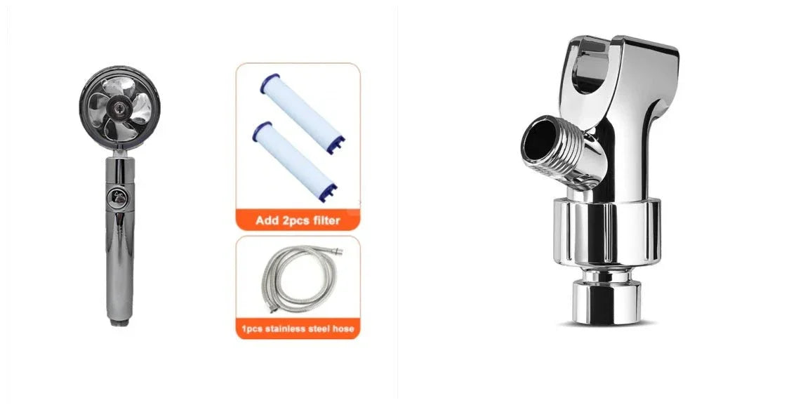 Shower Head Water Saving Flow 360 Degrees Rotating With Small Fan ABS Rain High Pressure Spray Nozzle Bathroom Accessories - Show Gadgets