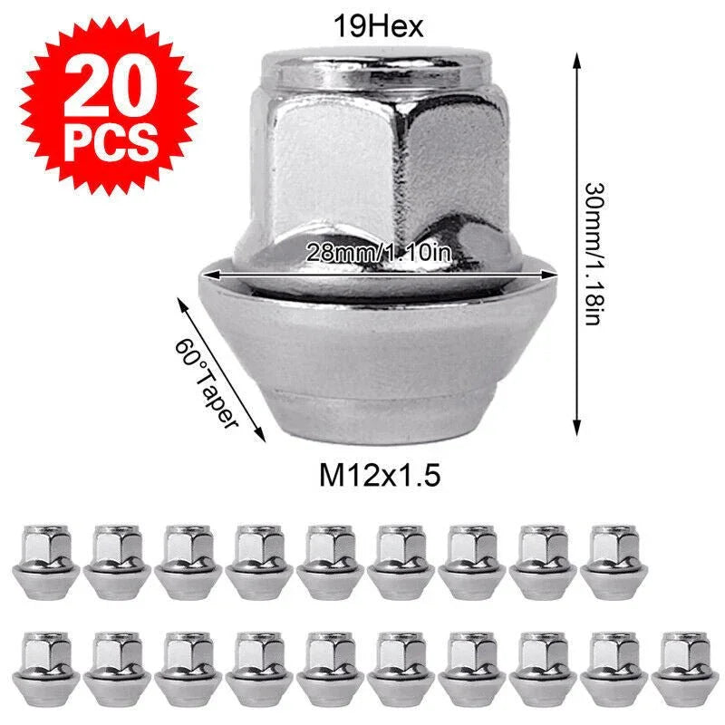20Pcs For Ford Focus MK2 MK3 ST Car Alloy Wheel Nuts M12X1.5 19MM Bolt Lug Studs - Show Gadgets