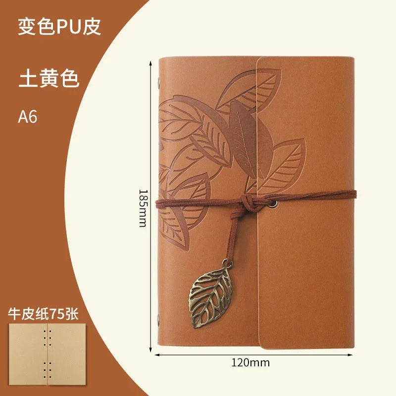 Creative Notebook Stationery One Leaf Zhiqiu Travel Diary Book Loose Leaf Vintage Leaves One Piece - Show Gadgets