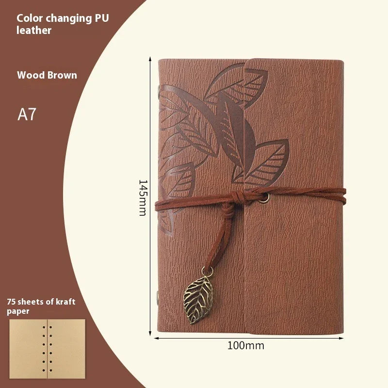 Creative Notebook Stationery One Leaf Zhiqiu Travel Diary Book Loose Leaf Vintage Leaves One Piece - Show Gadgets